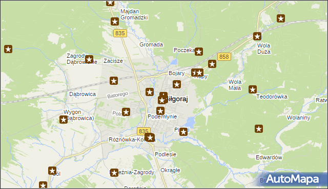 mapa Biłgoraj, Biłgoraj na mapie Targeo