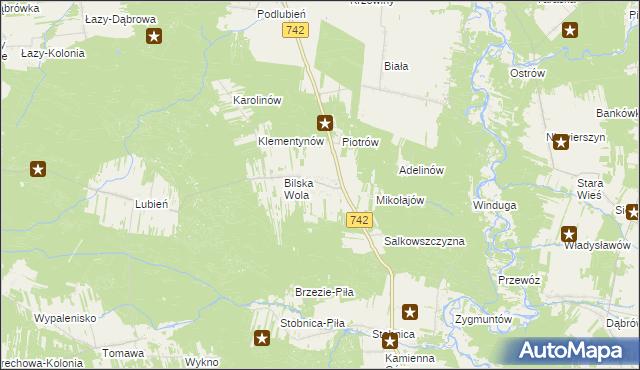 mapa Bilska Wola-Kolonia, Bilska Wola-Kolonia na mapie Targeo