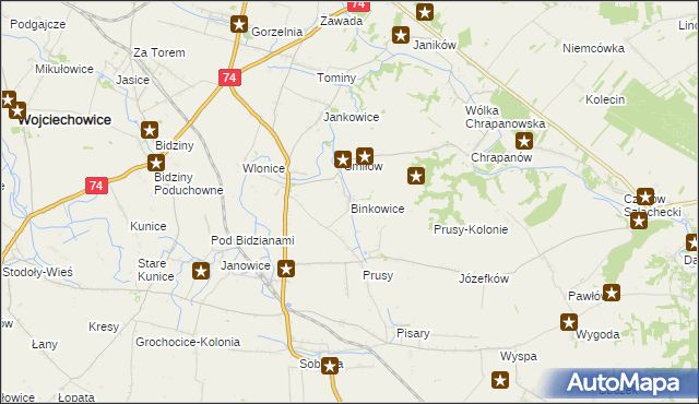 mapa Binkowice, Binkowice na mapie Targeo