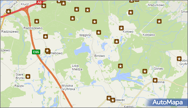 mapa Binowo, Binowo na mapie Targeo