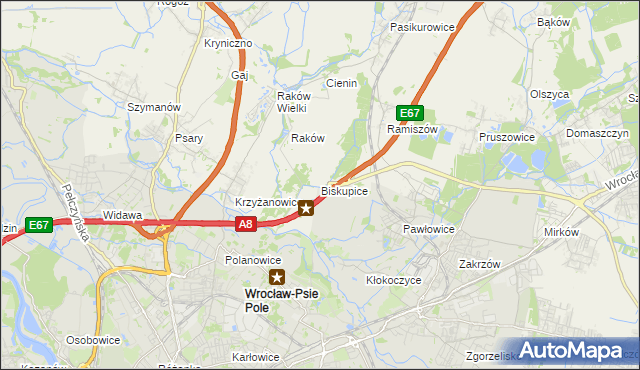 mapa Biskupice gmina Wisznia Mała, Biskupice gmina Wisznia Mała na mapie Targeo