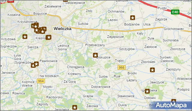 mapa Biskupice powiat wielicki, Biskupice powiat wielicki na mapie Targeo