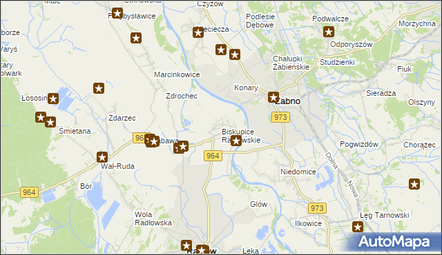 mapa Biskupice Radłowskie, Biskupice Radłowskie na mapie Targeo