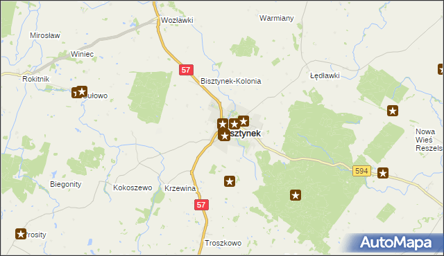 mapa Bisztynek, Bisztynek na mapie Targeo