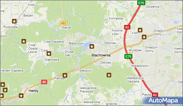 mapa Blachownia, Blachownia na mapie Targeo