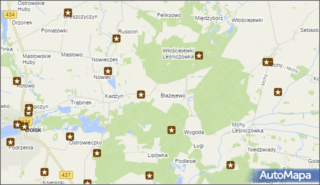 mapa Błażejewo gmina Dolsk, Błażejewo gmina Dolsk na mapie Targeo