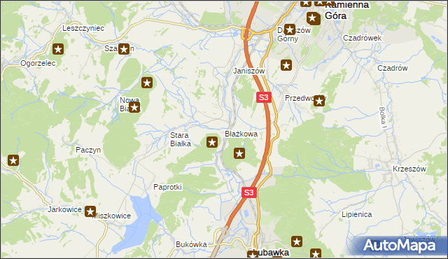 mapa Błażkowa gmina Lubawka, Błażkowa gmina Lubawka na mapie Targeo