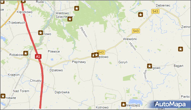 mapa Błędowo gmina Płużnica, Błędowo gmina Płużnica na mapie Targeo