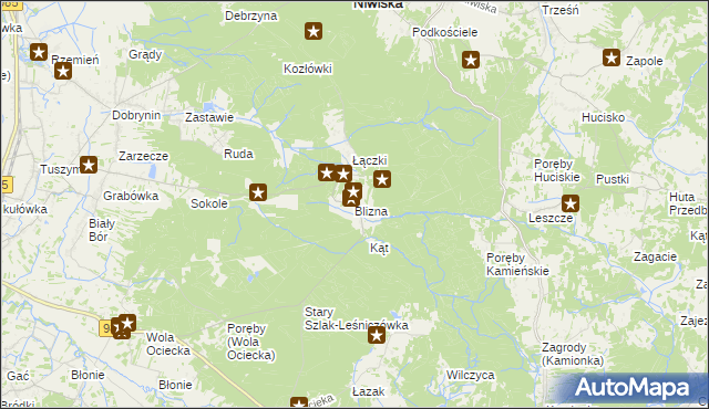 mapa Blizna gmina Ostrów, Blizna gmina Ostrów na mapie Targeo