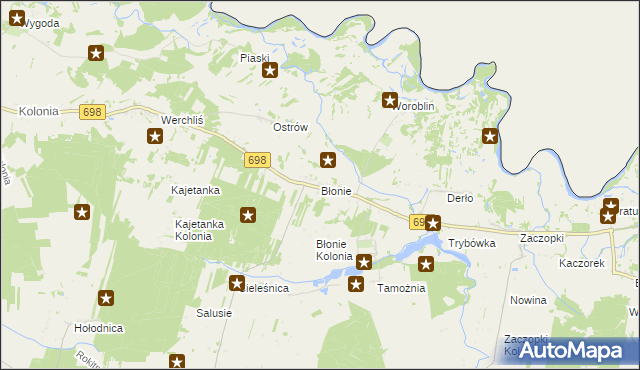 mapa Błonie gmina Janów Podlaski, Błonie gmina Janów Podlaski na mapie Targeo