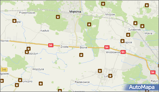 mapa Błonie gmina Miękinia, Błonie gmina Miękinia na mapie Targeo