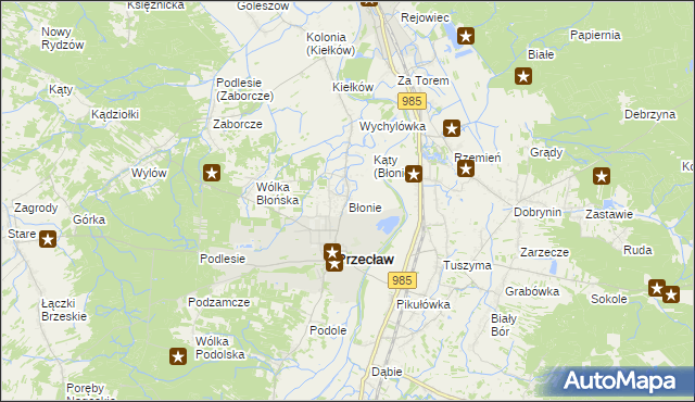mapa Błonie gmina Przecław, Błonie gmina Przecław na mapie Targeo