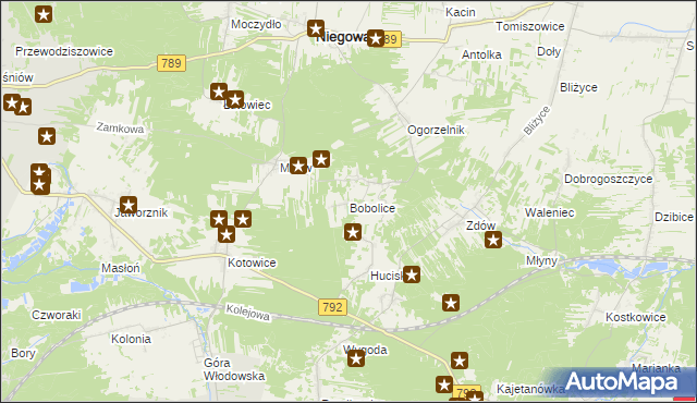 mapa Bobolice gmina Niegowa, Bobolice gmina Niegowa na mapie Targeo