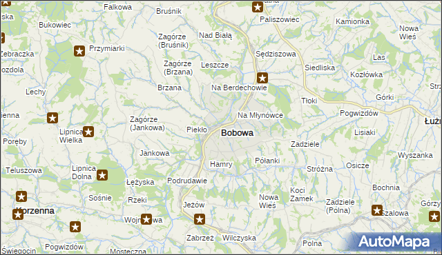 mapa Bobowa powiat gorlicki, Bobowa powiat gorlicki na mapie Targeo