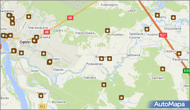 mapa Bobrowniki gmina Ryki, Bobrowniki gmina Ryki na mapie Targeo