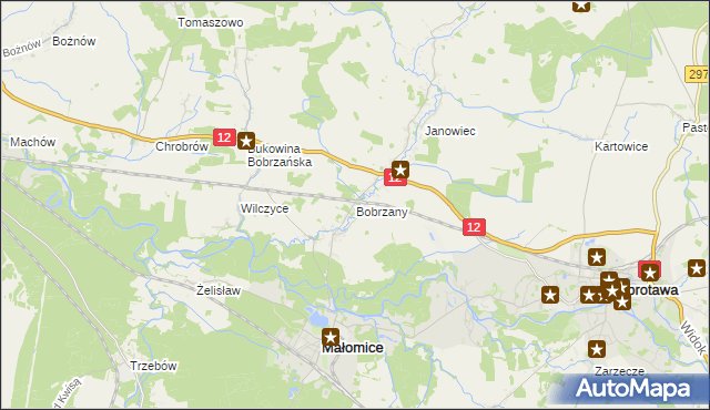 mapa Bobrzany, Bobrzany na mapie Targeo