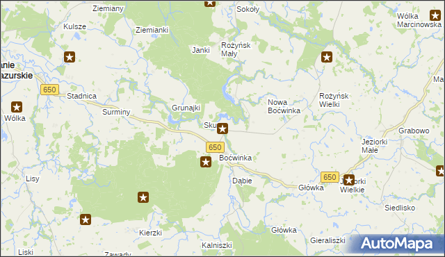 mapa Boćwiński Młyn, Boćwiński Młyn na mapie Targeo