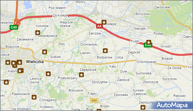 mapa Bodzanów gmina Biskupice, Bodzanów gmina Biskupice na mapie Targeo
