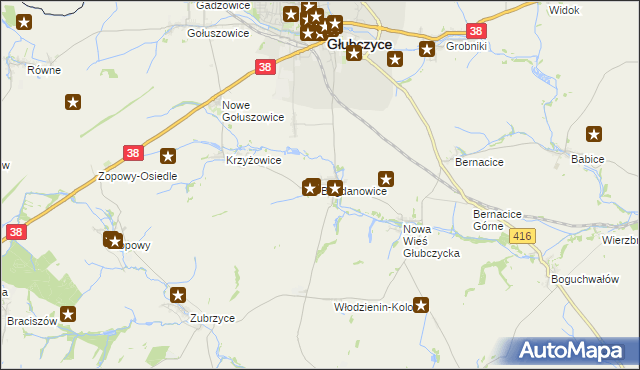 mapa Bogdanowice, Bogdanowice na mapie Targeo