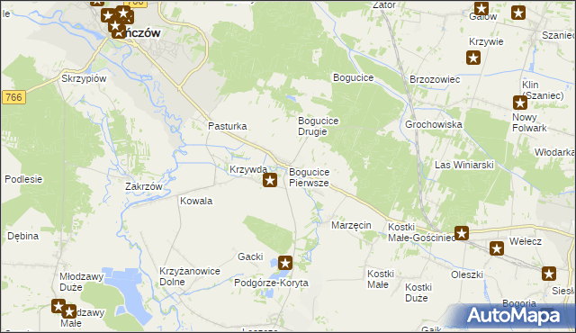 mapa Bogucice Pierwsze, Bogucice Pierwsze na mapie Targeo