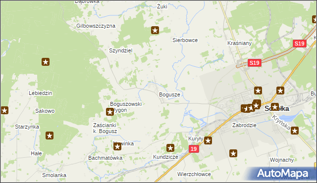 mapa Bogusze gmina Sokółka, Bogusze gmina Sokółka na mapie Targeo