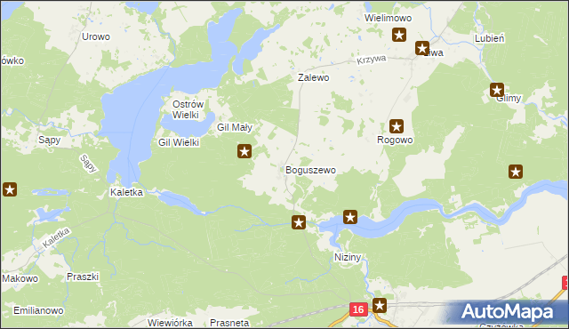 mapa Boguszewo gmina Miłomłyn, Boguszewo gmina Miłomłyn na mapie Targeo