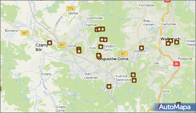 mapa Boguszów-Gorce, Boguszów-Gorce na mapie Targeo