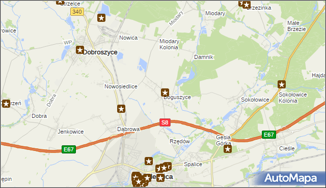mapa Boguszyce gmina Oleśnica, Boguszyce gmina Oleśnica na mapie Targeo