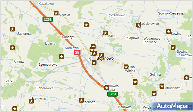 mapa Bojanowo powiat rawicki, Bojanowo powiat rawicki na mapie Targeo