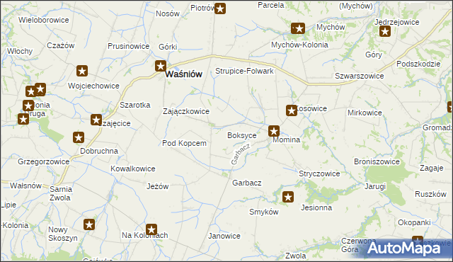 mapa Boksyce, Boksyce na mapie Targeo