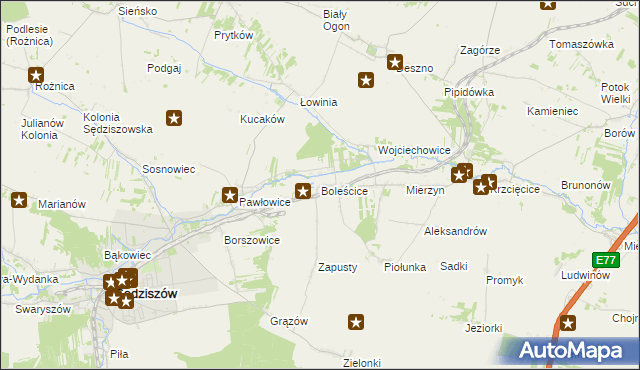 mapa Boleścice, Boleścice na mapie Targeo