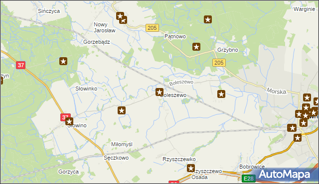 mapa Boleszewo, Boleszewo na mapie Targeo