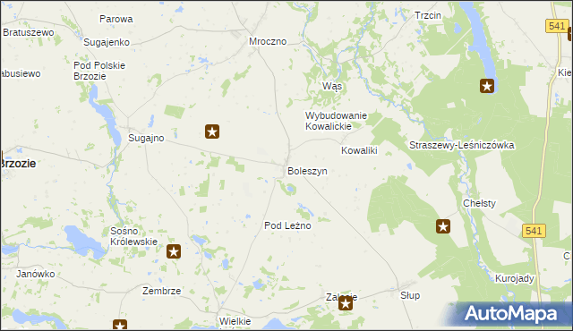 mapa Boleszyn gmina Grodziczno, Boleszyn gmina Grodziczno na mapie Targeo