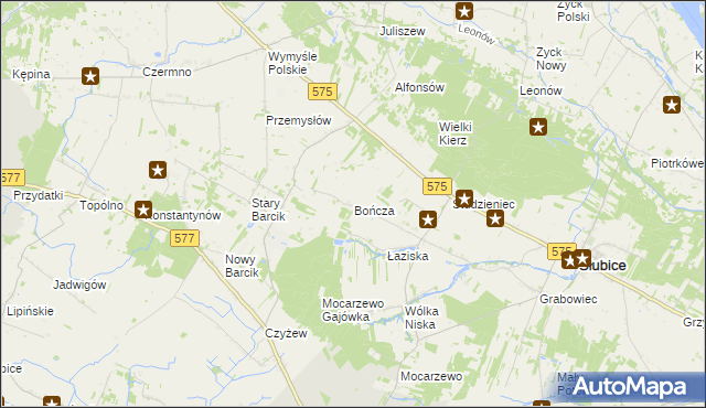 mapa Bończa gmina Słubice, Bończa gmina Słubice na mapie Targeo