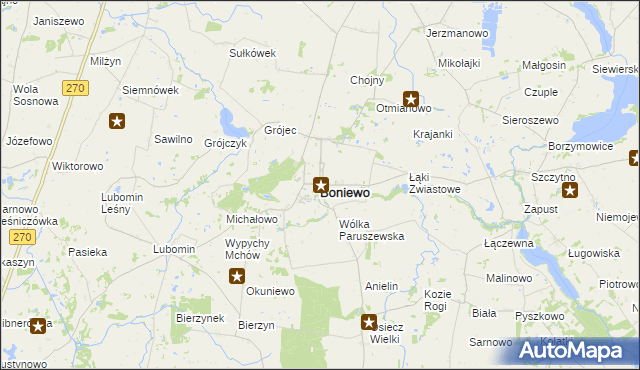 mapa Boniewo powiat włocławski, Boniewo powiat włocławski na mapie Targeo