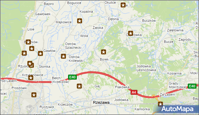 mapa Borek gmina Rzezawa, Borek gmina Rzezawa na mapie Targeo