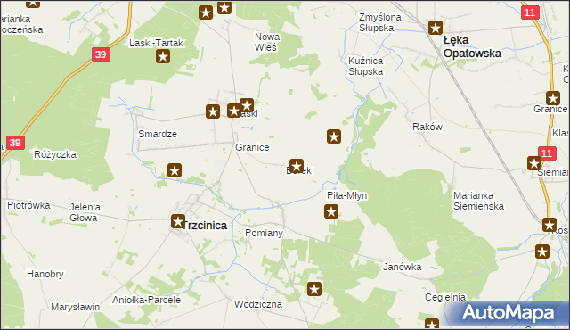 mapa Borek gmina Trzcinica, Borek gmina Trzcinica na mapie Targeo