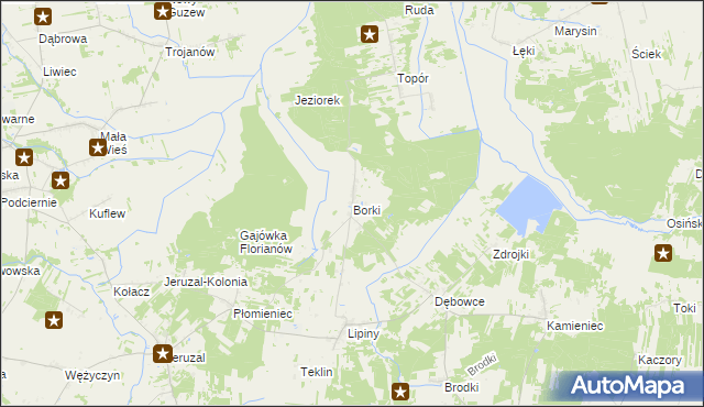 mapa Borki gmina Mrozy, Borki gmina Mrozy na mapie Targeo