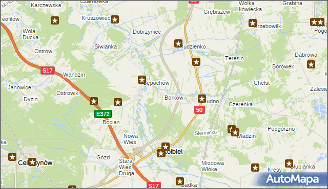mapa Borków gmina Kołbiel, Borków gmina Kołbiel na mapie Targeo