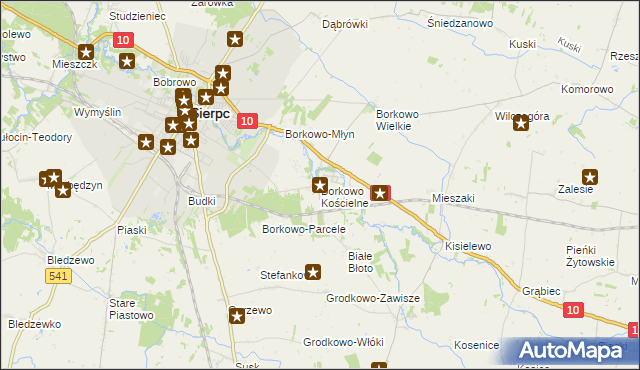 mapa Borkowo Kościelne, Borkowo Kościelne na mapie Targeo