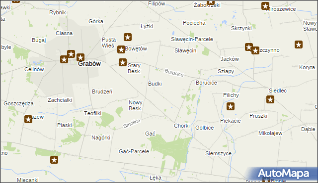 mapa Borów gmina Grabów, Borów gmina Grabów na mapie Targeo