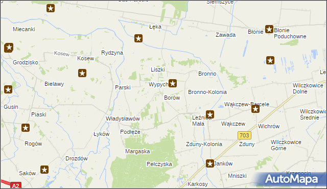 mapa Borów gmina Łęczyca, Borów gmina Łęczyca na mapie Targeo