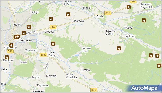 mapa Borowa Góra gmina Lubaczów, Borowa Góra gmina Lubaczów na mapie Targeo