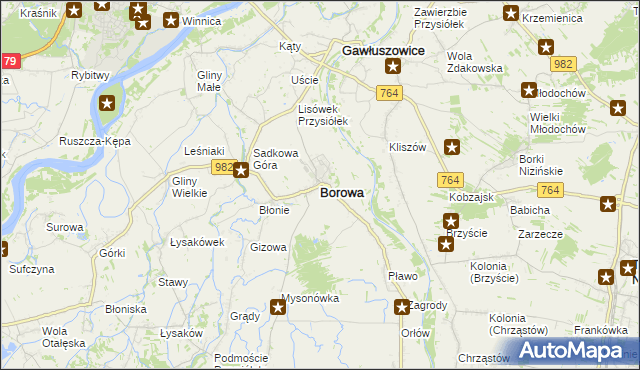 mapa Borowa powiat mielecki, Borowa powiat mielecki na mapie Targeo