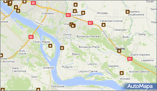 mapa Borowiczki-Pieńki, Borowiczki-Pieńki na mapie Targeo