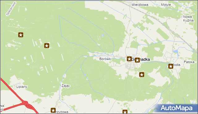 mapa Borówki gmina Gromadka, Borówki gmina Gromadka na mapie Targeo