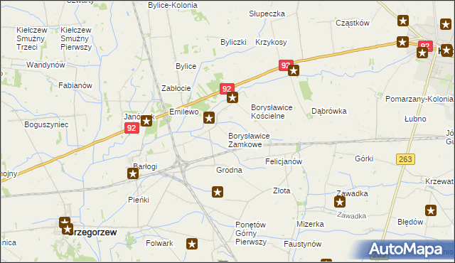 mapa Borysławice Zamkowe, Borysławice Zamkowe na mapie Targeo