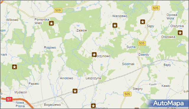mapa Borzynowo gmina Pasłęk, Borzynowo gmina Pasłęk na mapie Targeo