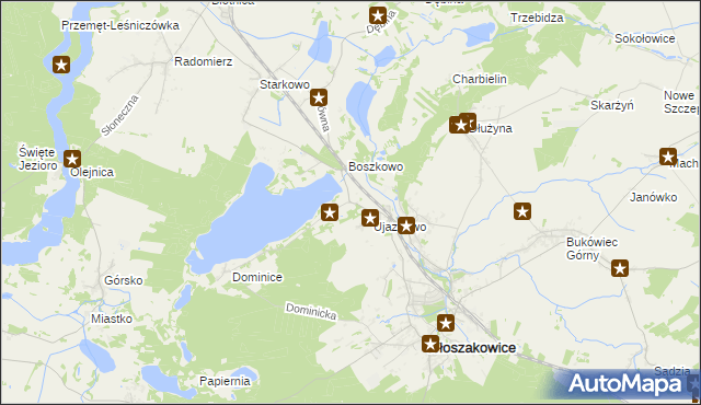 mapa Boszkowo-Letnisko, Boszkowo-Letnisko na mapie Targeo