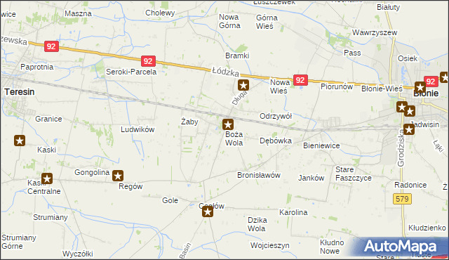 mapa Boża Wola gmina Baranów, Boża Wola gmina Baranów na mapie Targeo